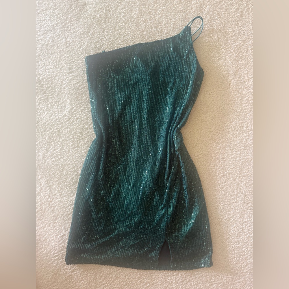 Emerald Sequin Strapless Dress